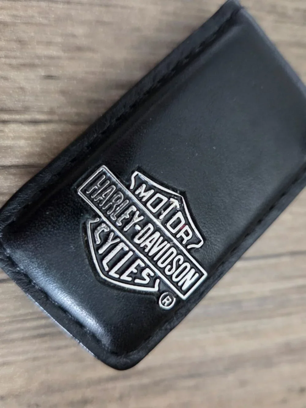 Harley Davidson Black Leather Magnetic Money Clip